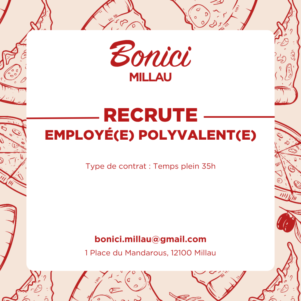 offre d'emploi Pizza Bonici saint jean d'illac