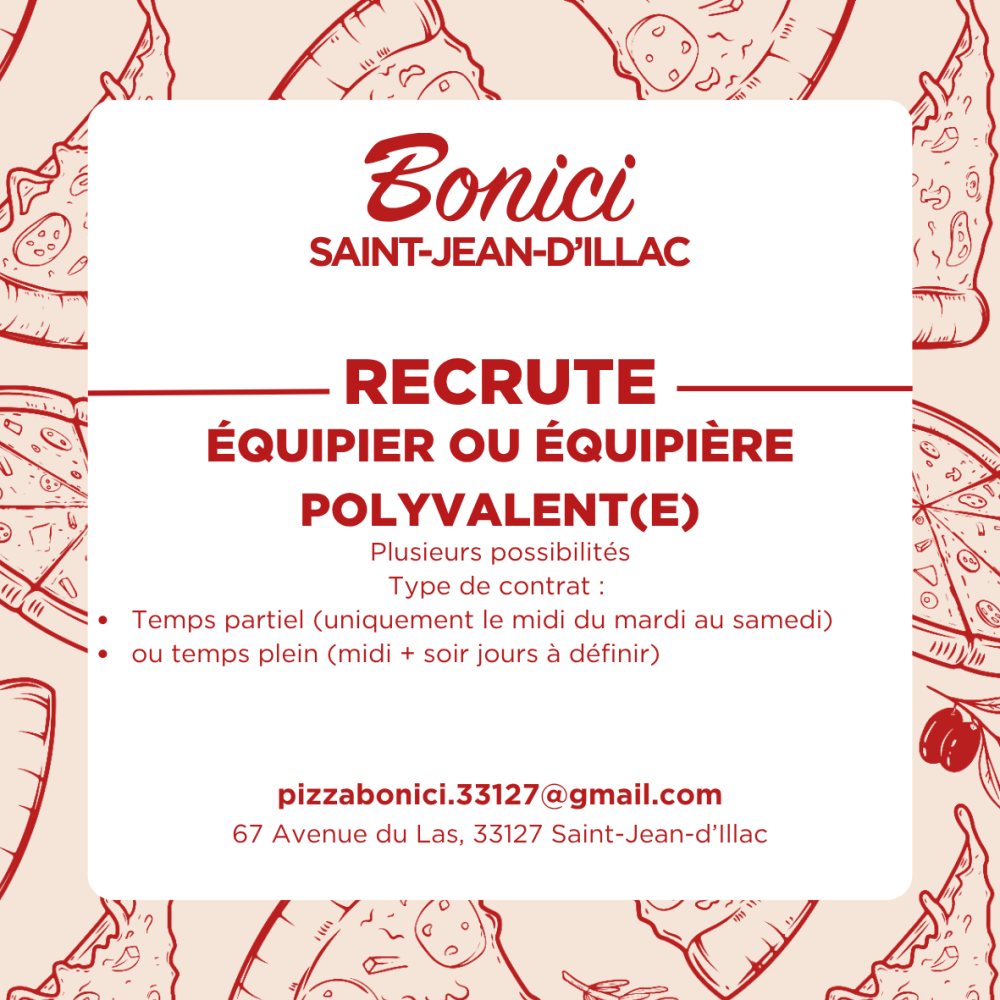 Offre d'emploi Pizza Bonici castanet